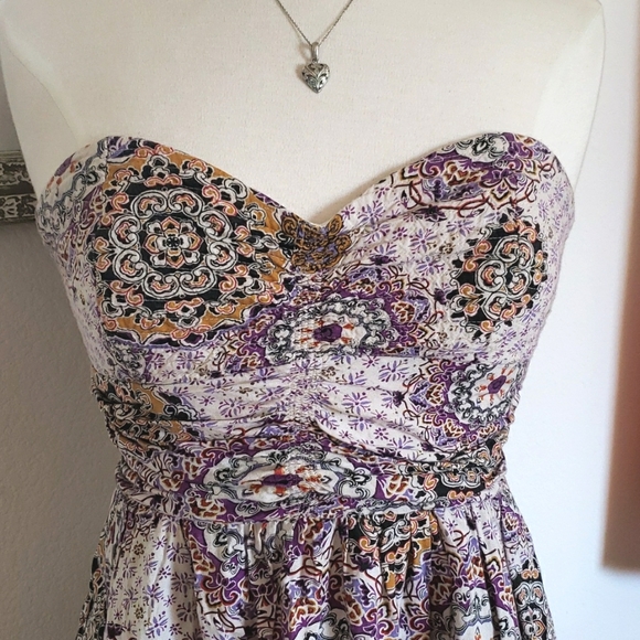 Band of Gypsies Strapless Floral Mandala Mini Dress Size Medium - Picture 2 of 13